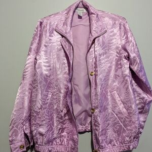 Oleg Cassini Pink and Purple Bomber Jacket with Silky Sheen